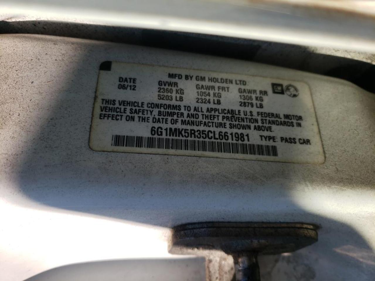 Photo 10 from auction – 2012 CHEVROLET CAPRICE PO with VIN 6G1MK5R35CL661981