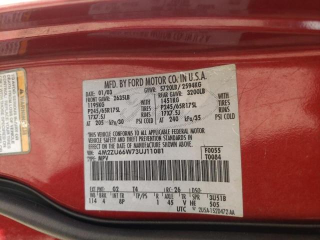 Photo 10 from auction – 2003 MERCURY MOUNTAINEE with VIN 4M2ZU66W73UJ11081