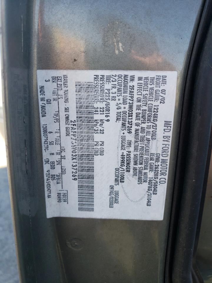 Photo 10 from auction – 2003 FORD CROWN VICT with VIN 2FAFP73W03X137269
