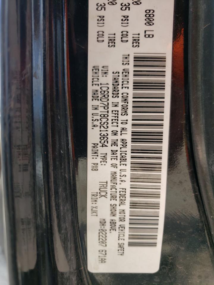Photo 10 from auction – 2012 DODGE RAM 1500 L with VIN 1C6RD7PT8CS213654