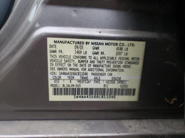 Photo 10 from auction – 2006 NISSAN MAXIMA SE with VIN 1N4BA41E66C811046