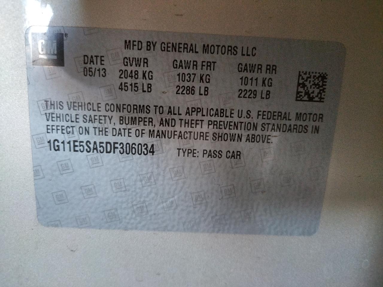 Photo 10 from auction – 2013 CHEVROLET MALIBU 2LT with VIN 1G11E5SA5DF306034