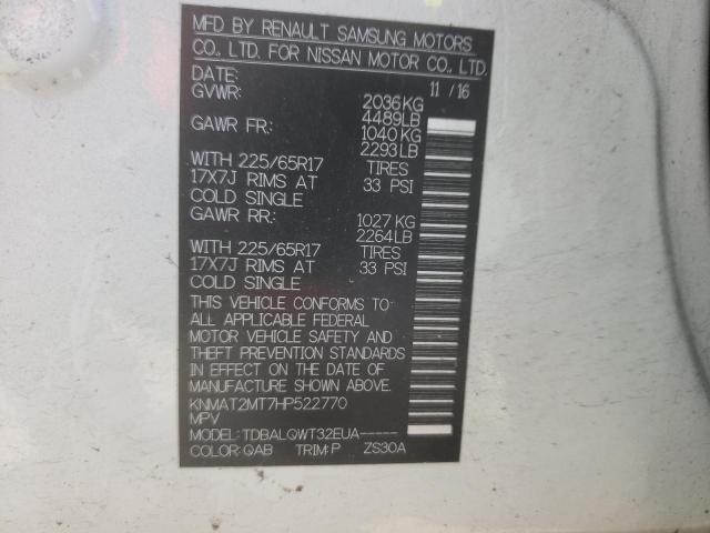 Photo 10 from auction – 2017 NISSAN ROGUE S with VIN KNMAT2MT7HP522770