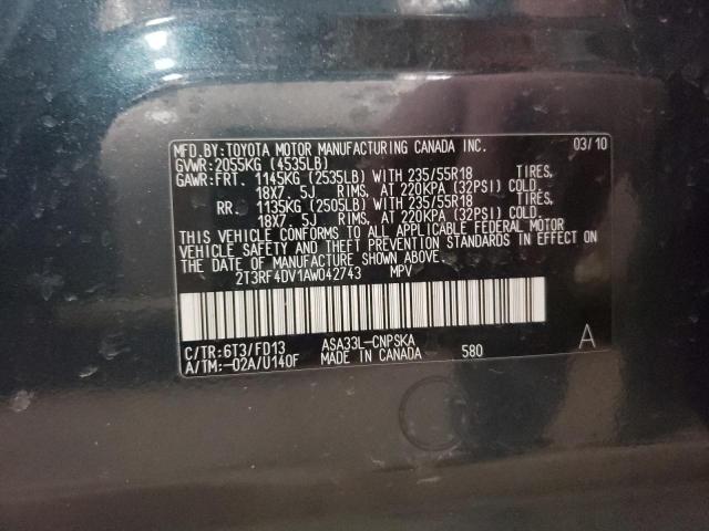 Zdjęcie 10 z aukcji – 2010 TOYOTA RAV4 z VIN 2T3RF4DV1AW042743