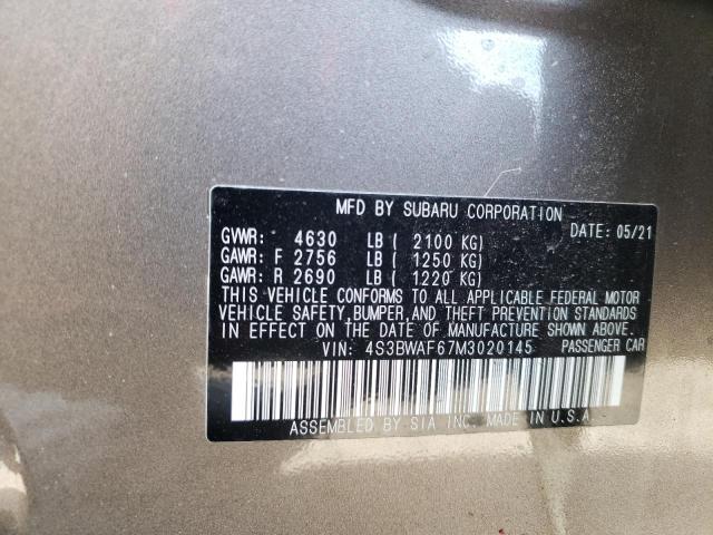 Photo 10 from auction – 2021 SUBARU LEGACY PRE with VIN 4S3BWAF67M3020145