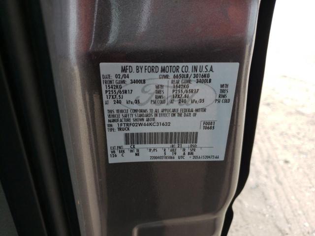 Photo 10 from auction – 2004 FORD F150 with VIN 1FTRF02W44KC31632