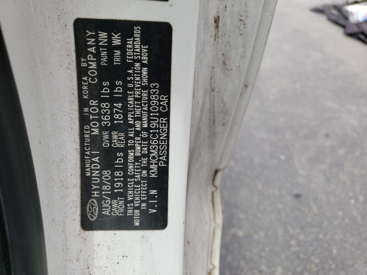 Photo 10 from auction – 2009 HYUNDAI ACCENT GS with VIN KMHCM36C19U109833