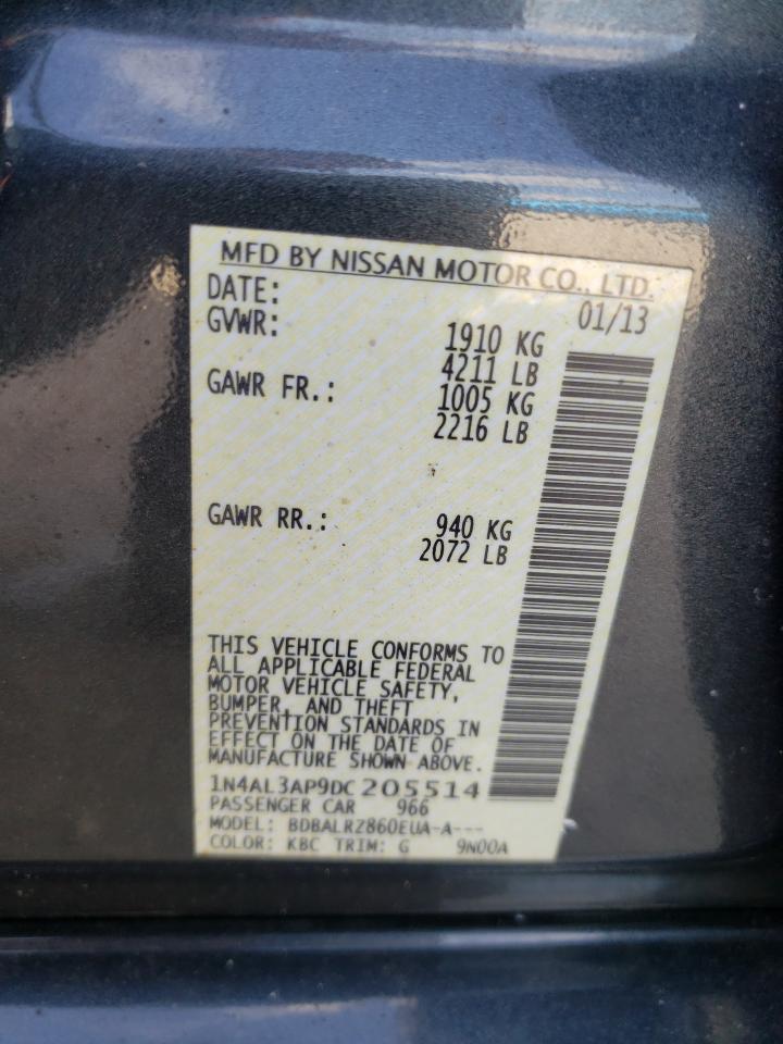Photo 10 from auction – 2013 NISSAN ALTIMA 2.5 with VIN 1N4AL3AP9DC205514