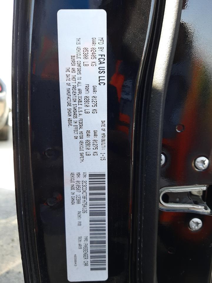 Photo 10 from auction – 2015 DODGE CHARGER R/ with VIN 2C3CDXCT8FH754126