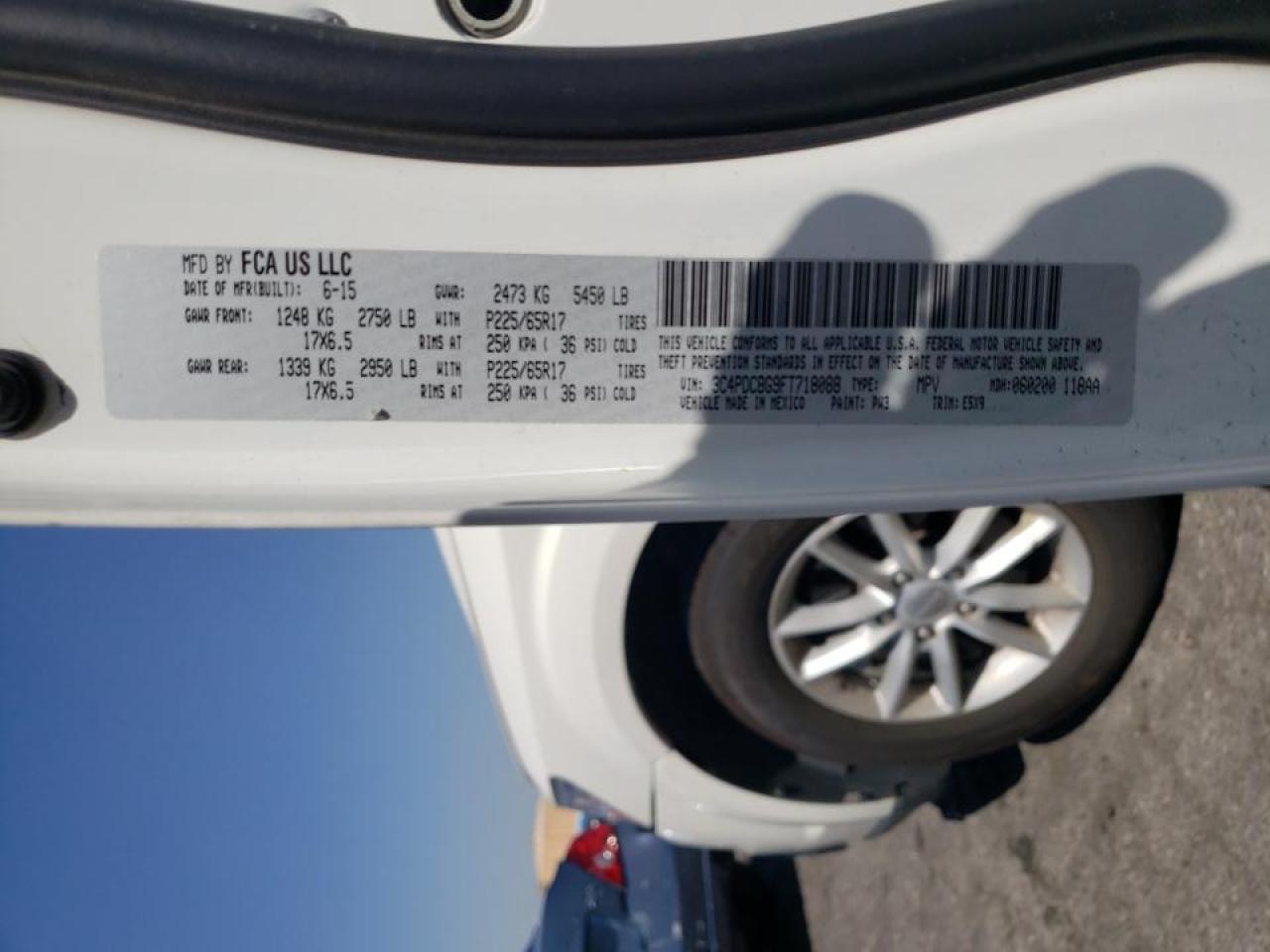 Photo 10 from auction – 2015 DODGE JOURNEY SX with VIN 3C4PDCBG9FT718088