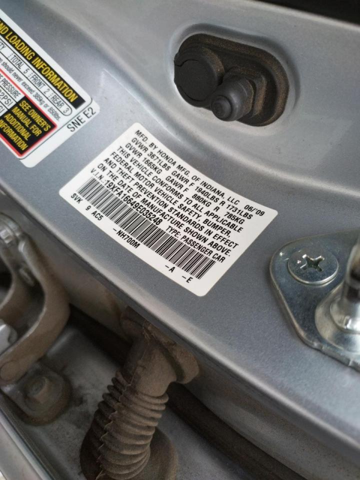 Photo 10 from auction – 2009 HONDA CIVIC with VIN 19XFA16649E035248