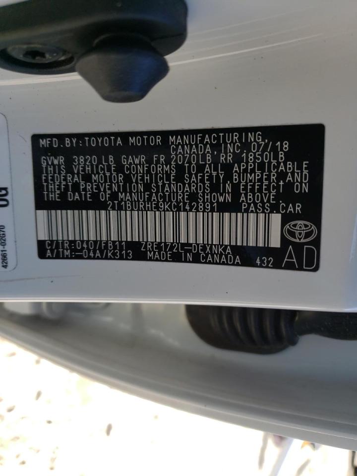 Photo 10 from auction – 2019 TOYOTA COROLLA L with VIN 2T1BURHE9KC142891