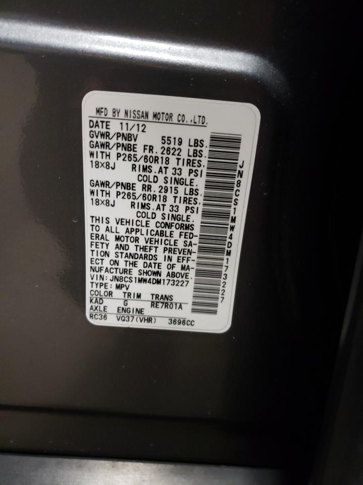 Photo 10 from auction – 2013 INFINITI FX37 with VIN JN8CS1MW4DM173227