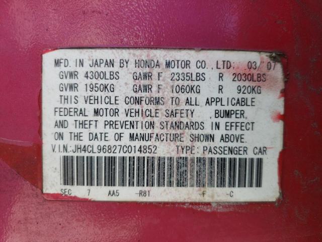 Photo 10 from auction – 2007 ACURA TSX with VIN JH4CL96827C014852