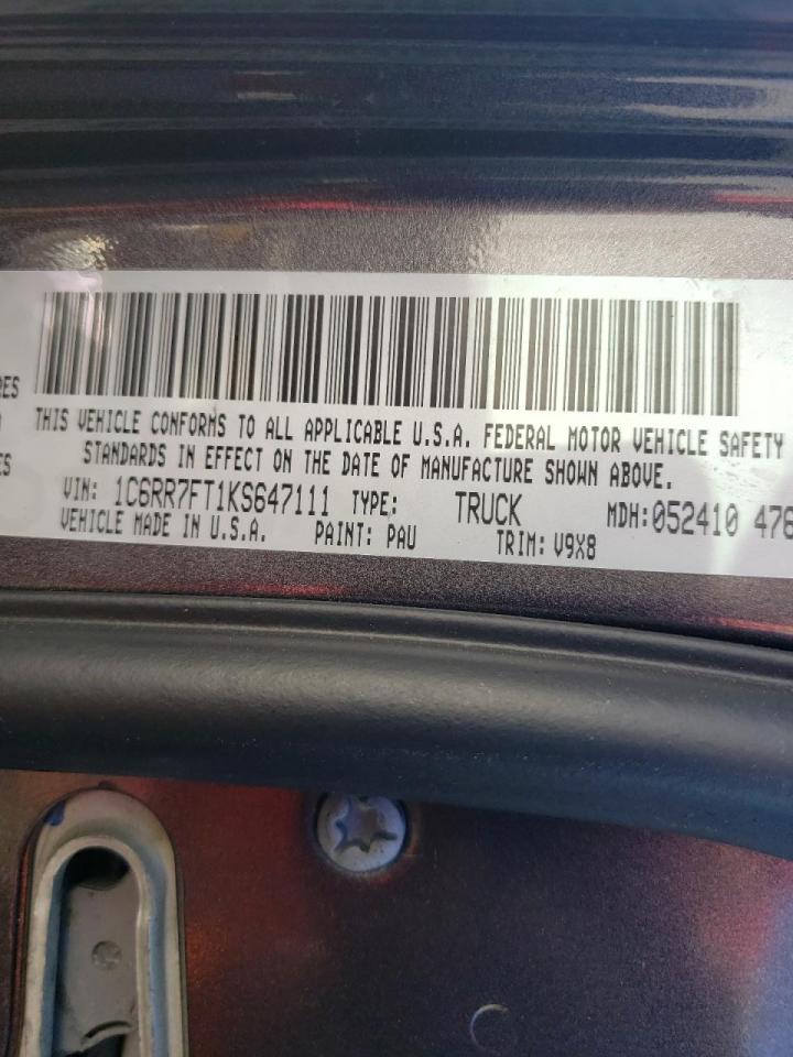 Photo 10 from auction – 2019 RAM 1500 CLASS with VIN 1C6RR7FT1KS647111