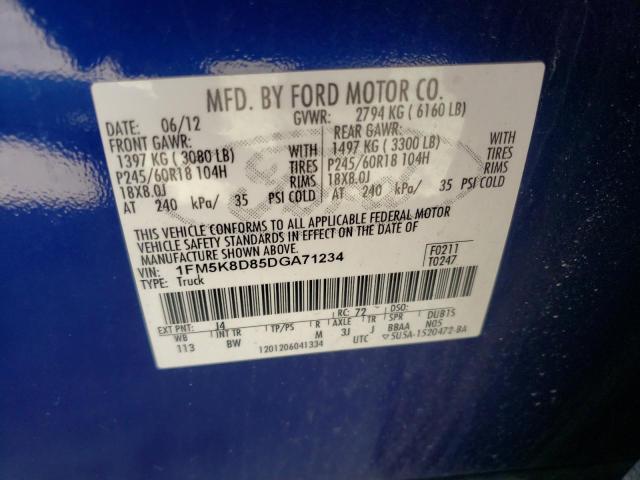Photo 10 from auction – 2013 FORD EXPLORER X with VIN 1FM5K8D85DGA71234