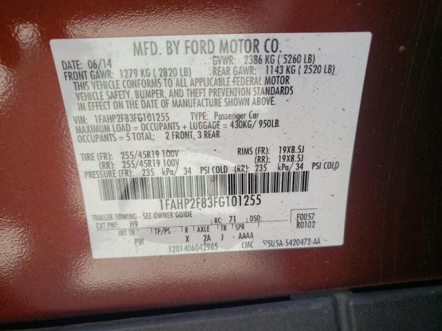Photo 10 from auction – 2015 FORD TAURUS LIM with VIN 1FAHP2F83FG101255