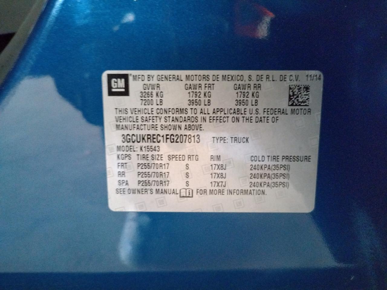 Photo 10 from auction – 2015 CHEVROLET SILVERADO with VIN 3GCUKREC1FG207813
