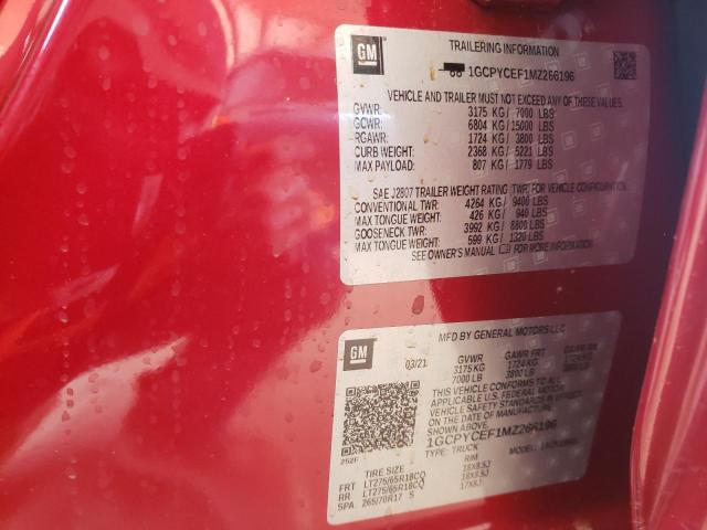 Photo 10 from auction – 2021 CHEVROLET SILVERADO with VIN 1GCPYCEF1MZ266196