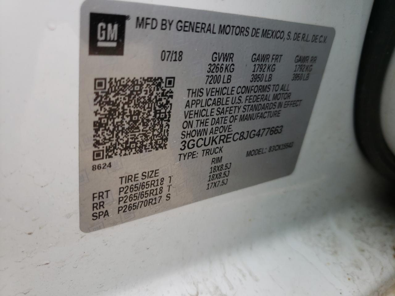 Photo 10 from auction – 2018 CHEVROLET SILVERADO with VIN 3GCUKREC8JG477663