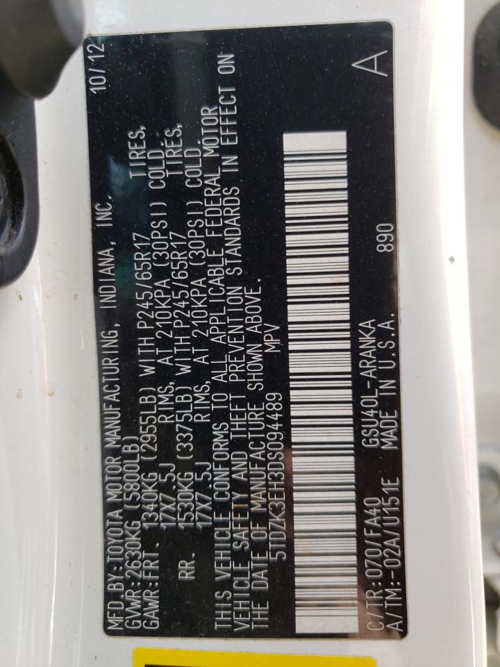 Photo 10 from auction – 2013 TOYOTA HIGHLANDER with VIN 5TDZK3EH3DS094489