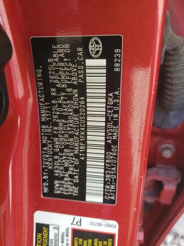 Photo 10 from auction – 2012 TOYOTA CAMRY BASE with VIN 4T1BF1FK4CU520264