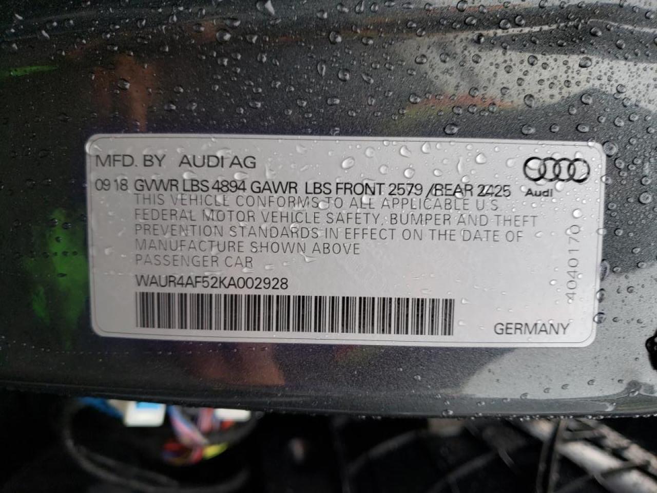 Photo 10 from auction – 2019 AUDI S5 PRESTIG with VIN WAUR4AF52KA002928