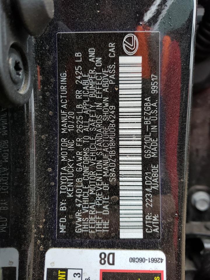 Photo 10 from auction – 2021 LEXUS ES 350 BAS with VIN 58ADZ1B18MU084249