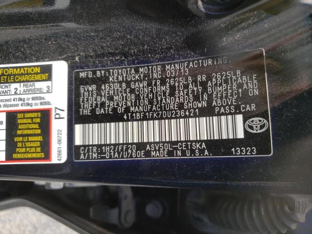 Photo 9 from auction – 2013 TOYOTA CAMRY L with VIN 4T1BF1FK7DU236421
