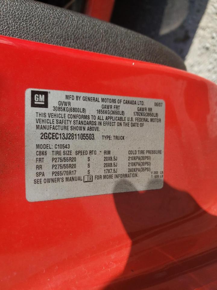 Photo 10 from auction – 2008 CHEVROLET SILVERADO with VIN 2GCEC13J281105503