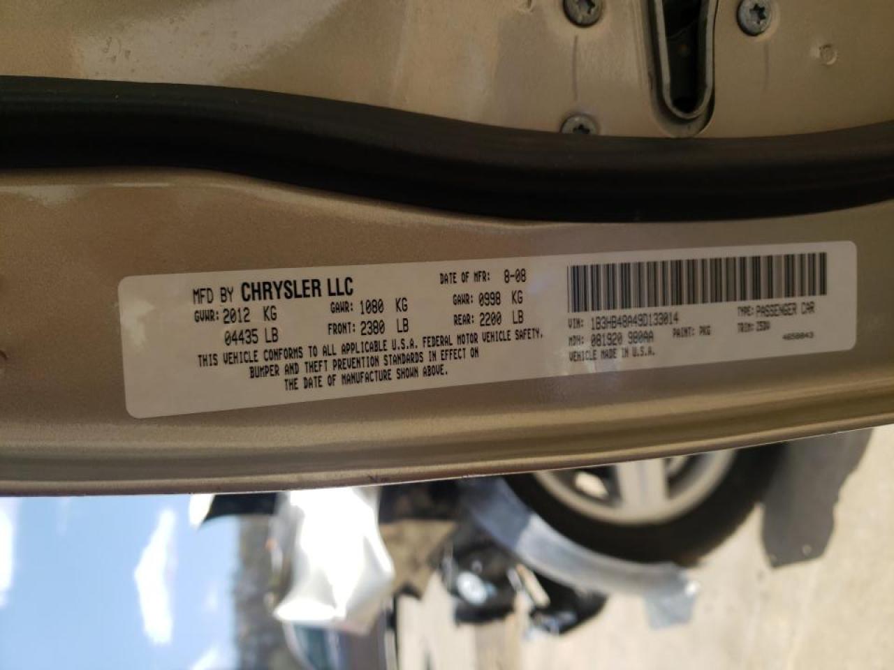 Photo 20 from auction – 2009 DODGE CALIBER SX with VIN 1B3HB48A49D133014