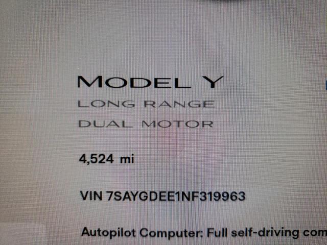 Photo 8 from auction – 2022 TESLA MODEL Y with VIN 7SAYGDEE1NF319963