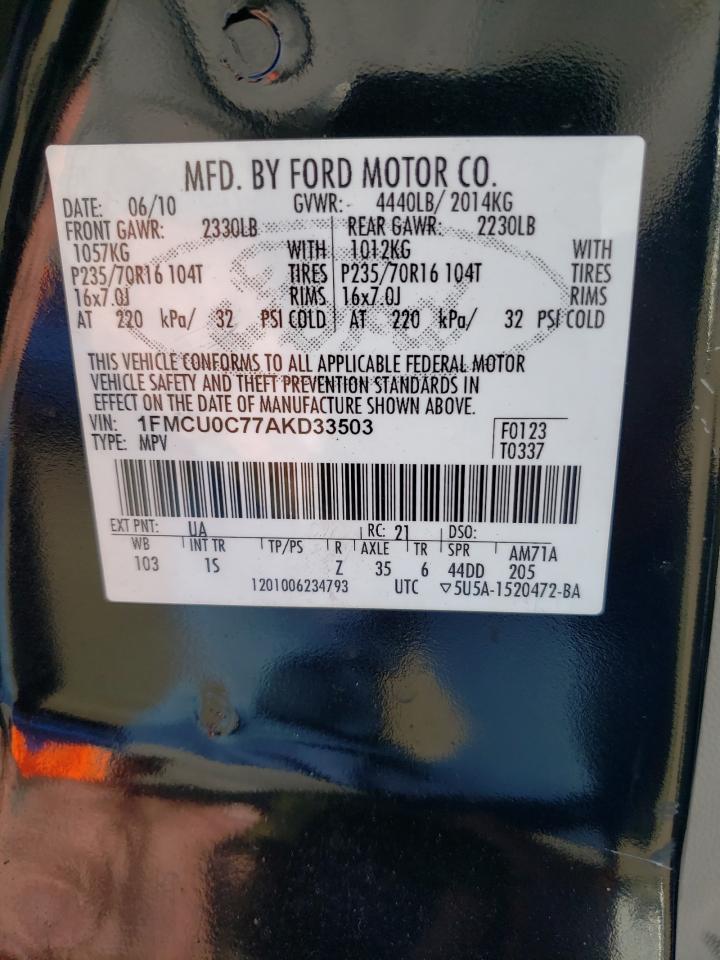 Photo 10 from auction – 2010 FORD ESCAPE XLS with VIN 1FMCU0C77AKD33503