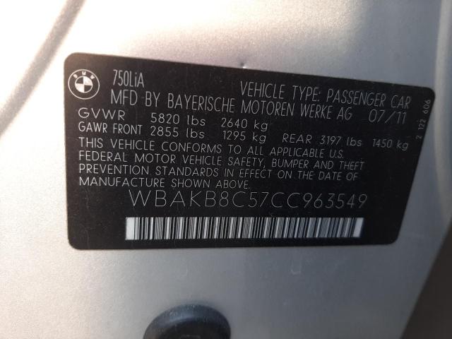 Photo 10 from auction – 2012 BMW 750 LI with VIN WBAKB8C57CC963549