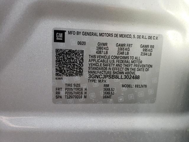Photo 10 from auction – 2020 CHEVROLET TRAX 1LT with VIN 3GNCJPSB8LL302488