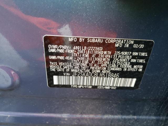 Photo 10 from auction – 2020 SUBARU FORESTER with VIN JF2SKADC8LH518846