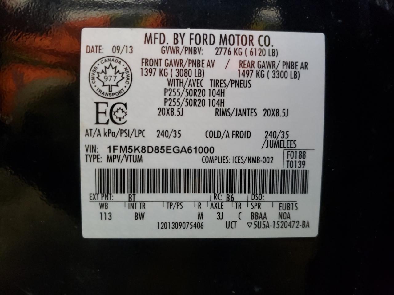 Photo 10 from auction – 2014 FORD EXPLORER X with VIN 1FM5K8D85EGA61000