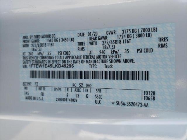 Photo 10 from auction – 2020 FORD F150 SUPER with VIN 1FTEW1E45LKD49296