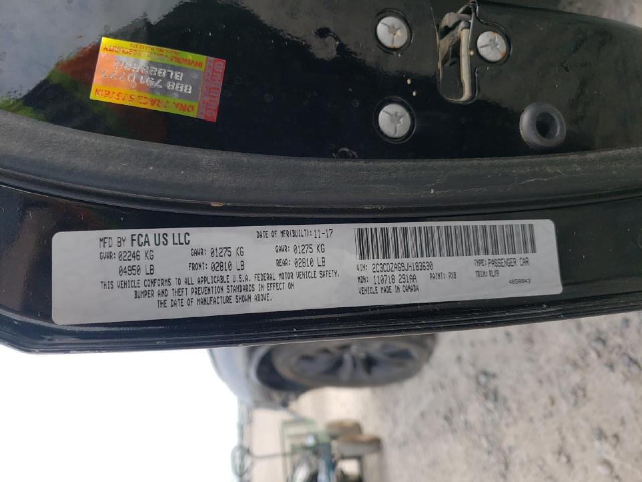 Photo 10 from auction – 2018 DODGE CHALLENGER with VIN 2C3CDZAG9JH183630