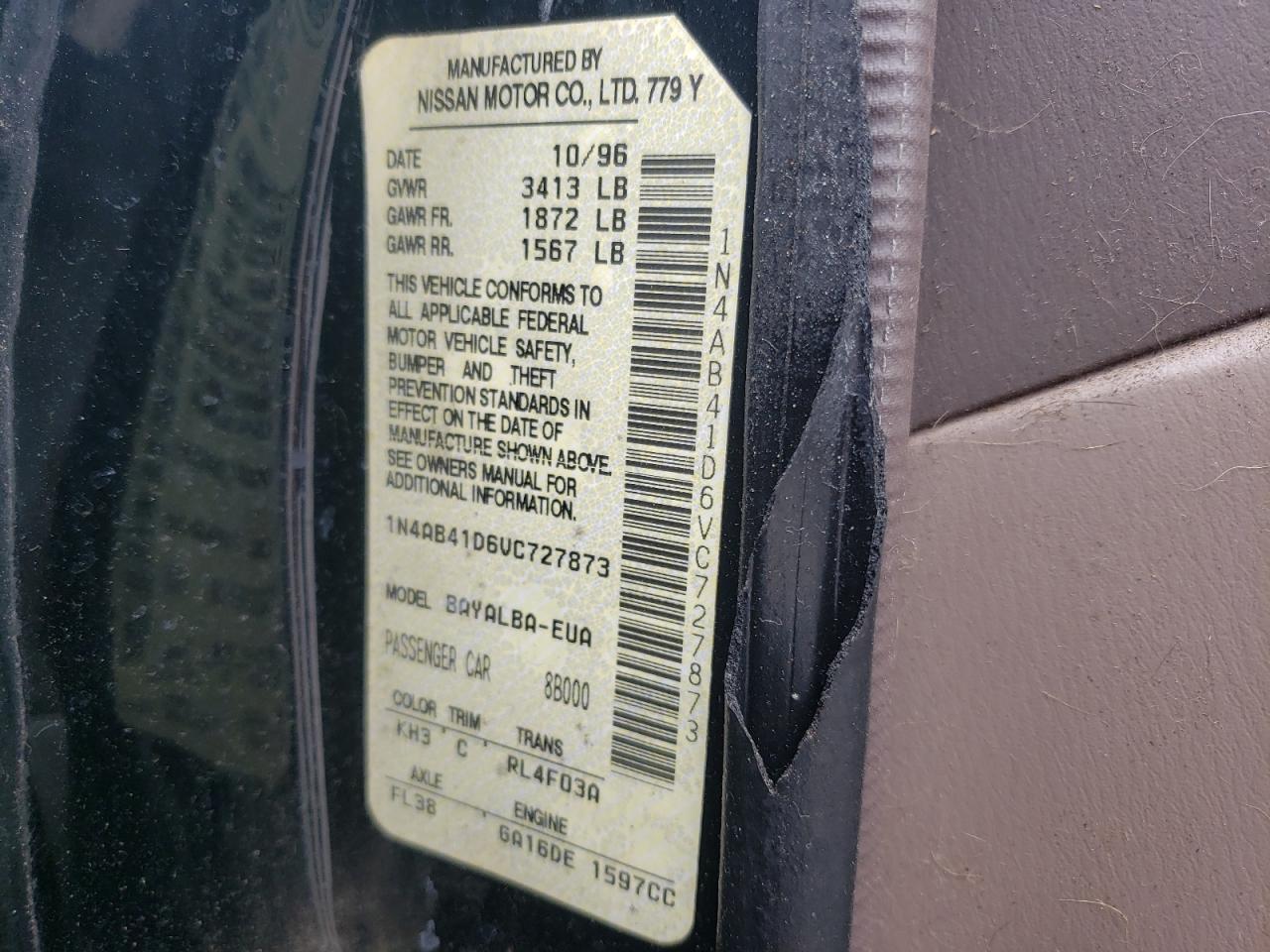 Photo 10 from auction – 1997 NISSAN SENTRA BAS with VIN 1N4AB41D6VC727873