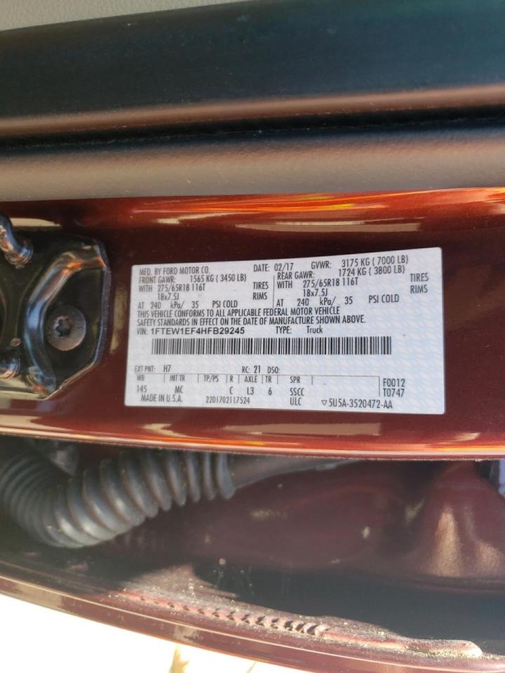 Photo 10 from auction – 2017 FORD F150 SUPER with VIN 1FTEW1EF4HFB29245