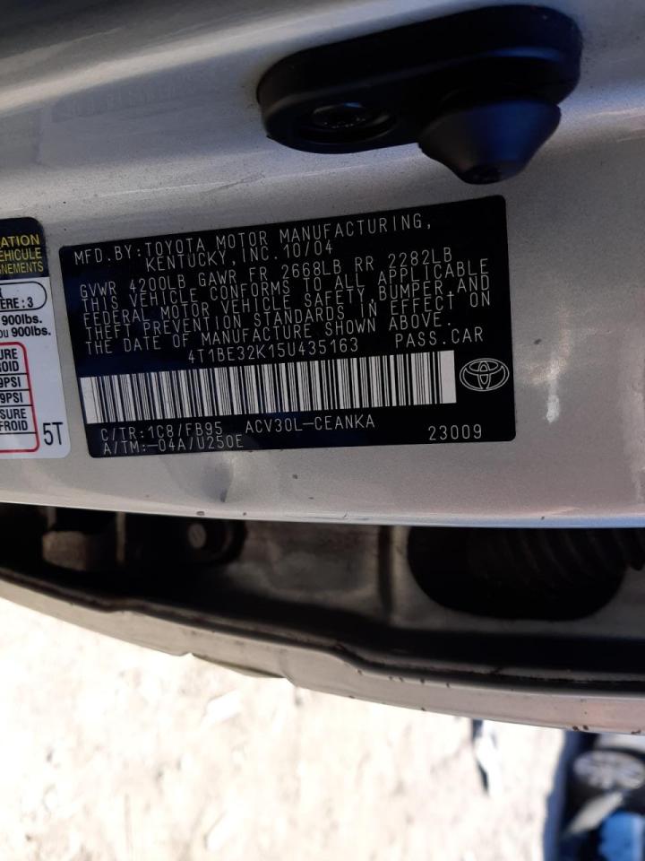 Photo 10 from auction – 2005 TOYOTA CAMRY LE with VIN 4T1BE32K15U435163