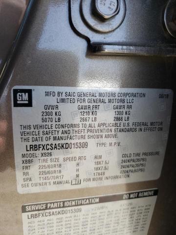 Photo 10 from auction – 2019 BUICK ENVISION E with VIN LRBFXCSA5KD015309