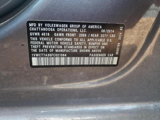 Photo 1 from auction – 2015 VOLKSWAGEN PASSAT SEL with VIN 1VWCT7A35FC021064