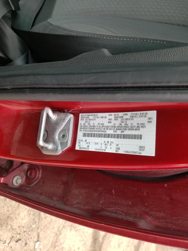 Photo 10 from auction – 2017 FORD ESCAPE SE with VIN 1FMCU9GD3HUB76622