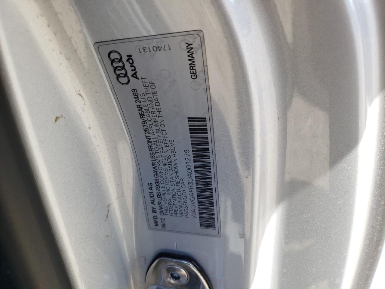 Photo 10 from auction – 2013 AUDI S5 PRESTIG with VIN WAUVGAFR3DA001279