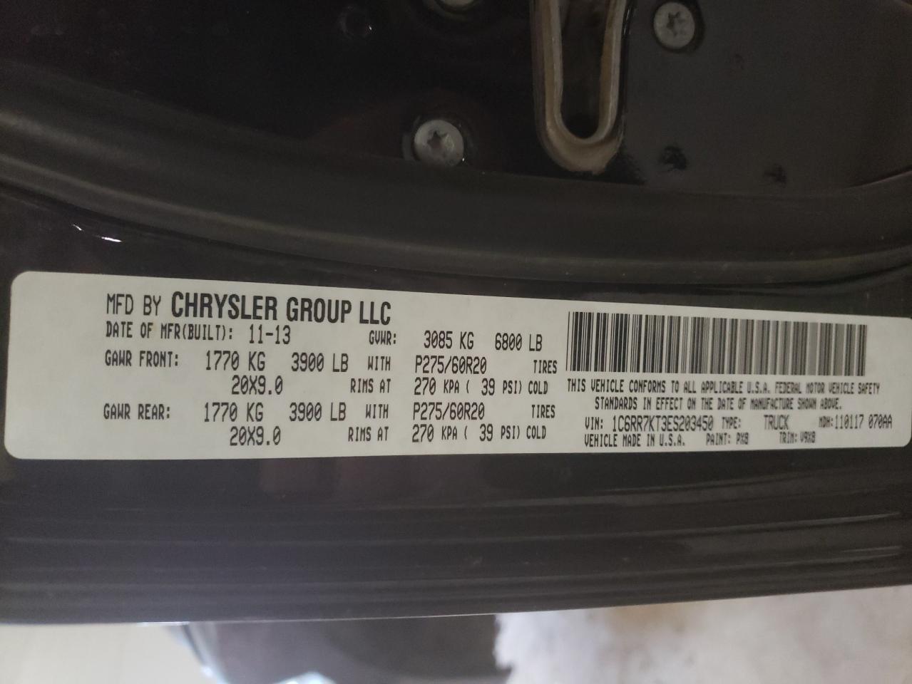 Photo 10 from auction – 2014 RAM 1500 ST with VIN 1C6RR7KT3ES203450