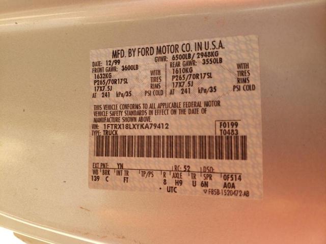 Photo 10 from auction – 2000 FORD F150 with VIN 1FTRX18LXYKA79412
