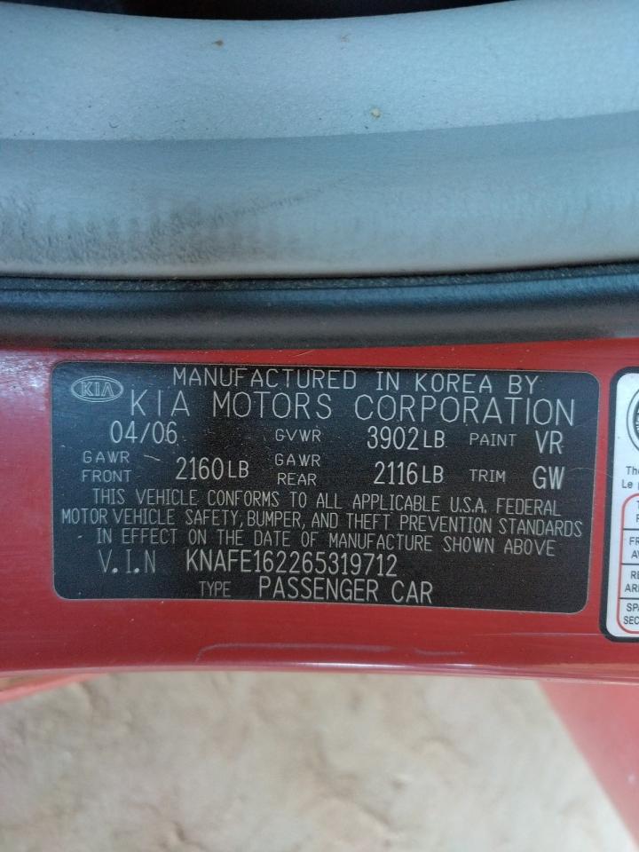 Photo 10 from auction – 2006 KIA SPECTRA5 with VIN KNAFE162265319712