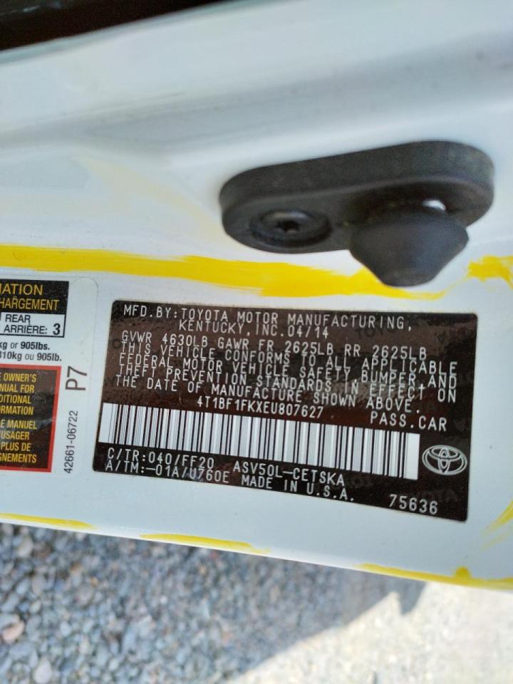 Photo 10 from auction – 2014 TOYOTA CAMRY L with VIN 4T1BF1FKXEU807627
